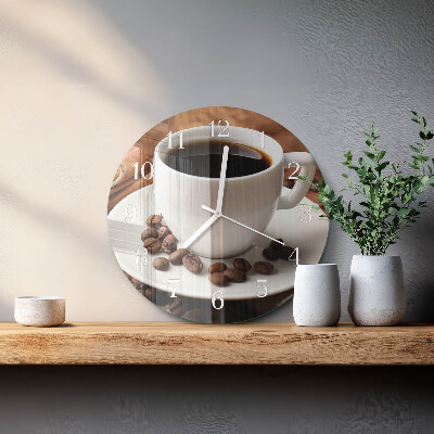 Ceas rotund de perete din sticlă Cafea
