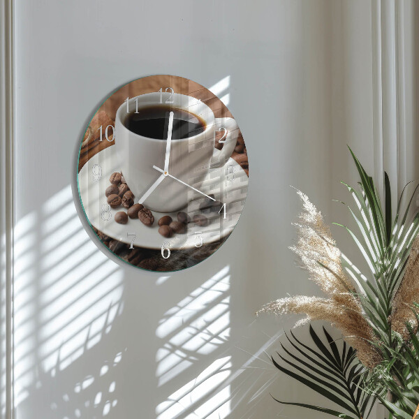 Ceas rotund de perete din sticlă Cafea