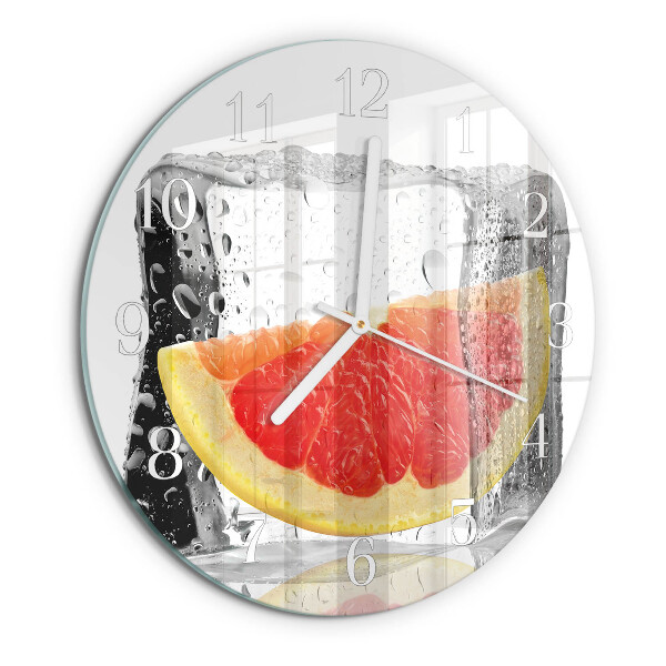 Ceas rotund de perete din sticlă Înghețată de grapefruit