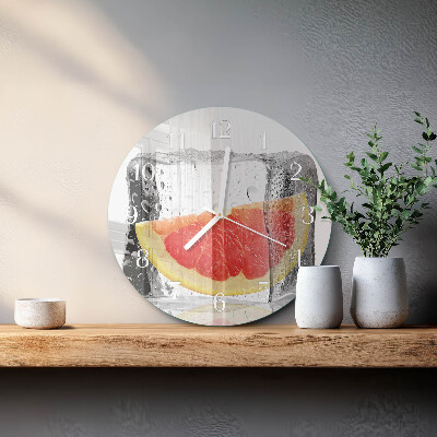 Ceas rotund de perete din sticlă Înghețată de grapefruit