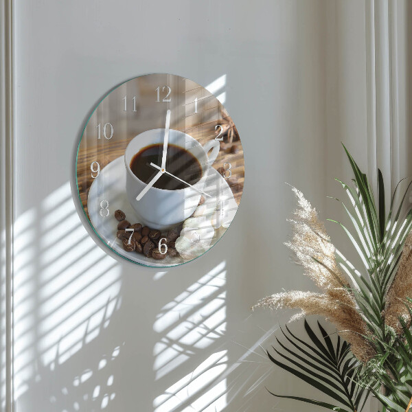 Ceas rotund de perete din sticlă Cafea