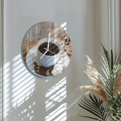 Ceas rotund de perete din sticlă Cafea