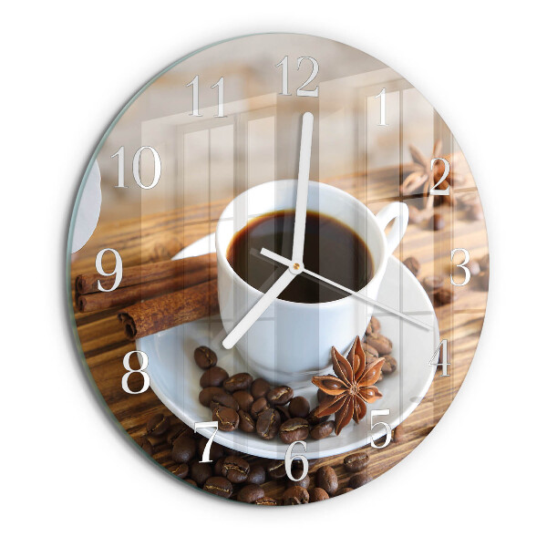 Ceas rotund de perete din sticlă Cafea