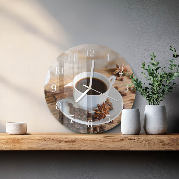 Ceas rotund de perete din sticlă Cafea