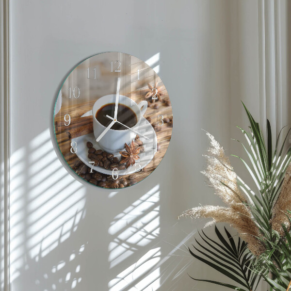Ceas rotund de perete din sticlă Cafea
