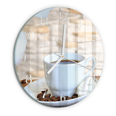 Ceas rotund de perete din sticlă Cafea