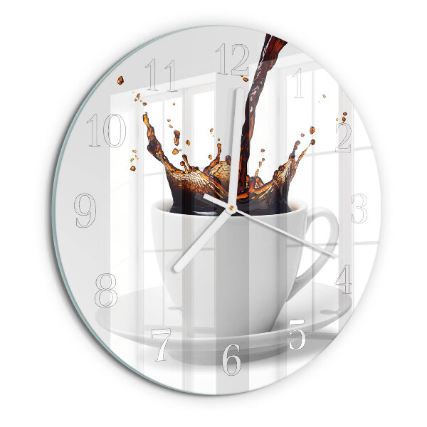 Ceas rotund de perete din sticlă Cafea