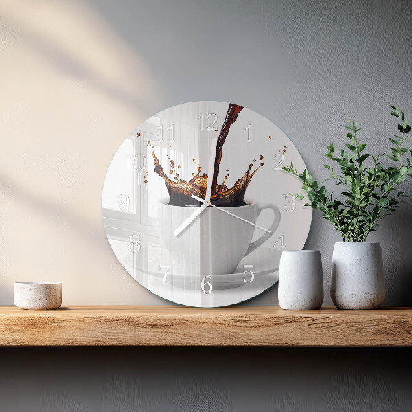 Ceas rotund de perete din sticlă Cafea