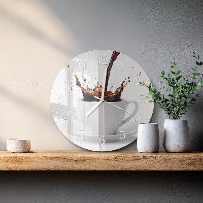 Ceas rotund de perete din sticlă Cafea