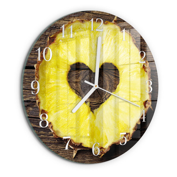 Ceas rotund de perete din sticlă Ananas