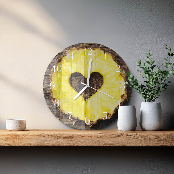 Ceas rotund de perete din sticlă Ananas