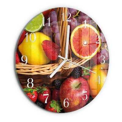 Ceas rotund de perete din sticlă Fructe