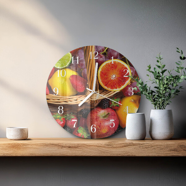 Ceas rotund de perete din sticlă Fructe