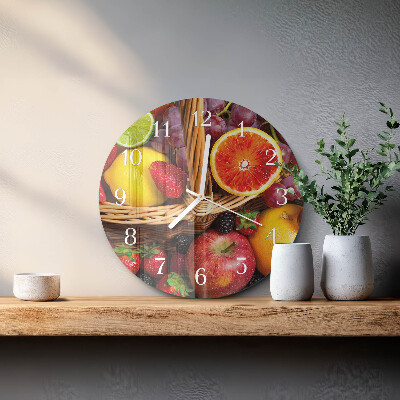 Ceas rotund de perete din sticlă Fructe