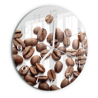 Ceas rotund de perete din sticlă Boabe de cafea