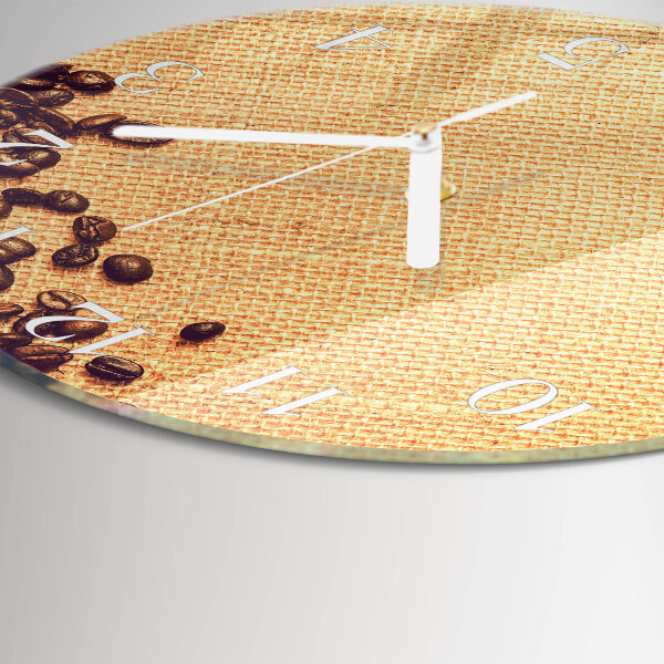 Ceas rotund de perete din sticlă Boabe de cafea