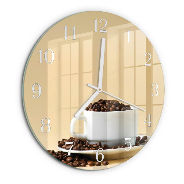 Ceas rotund de perete din sticlă Cafea