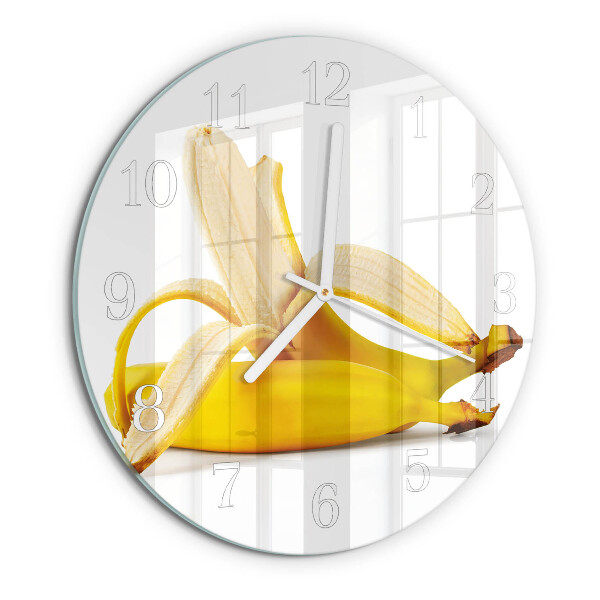 Ceas rotund de perete din sticlă Banane