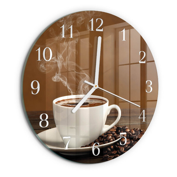 Ceas rotund de perete din sticlă Cafea