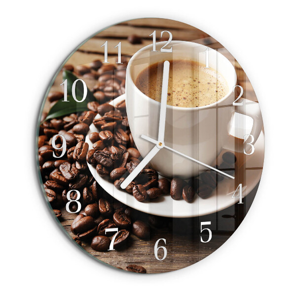 Ceas rotund de perete din sticlă Cafea