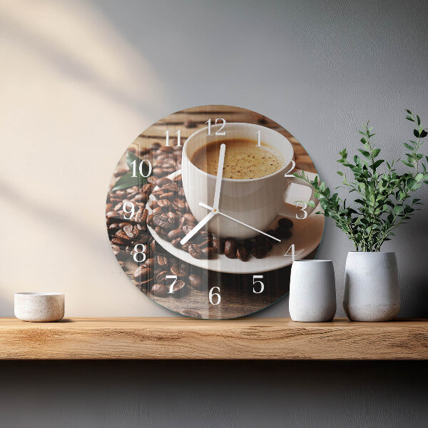 Ceas rotund de perete din sticlă Cafea