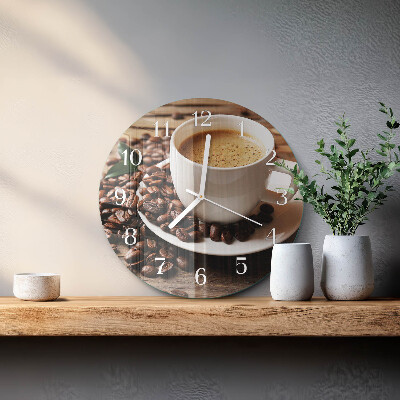 Ceas rotund de perete din sticlă Cafea