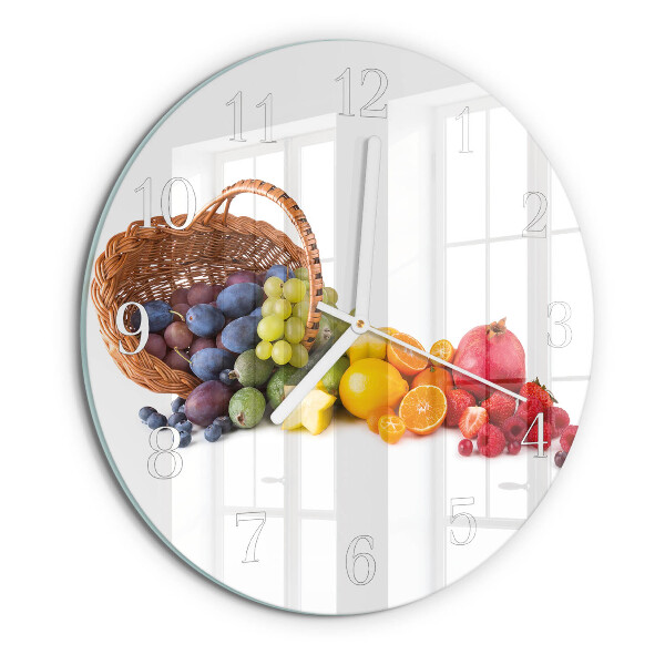 Ceas rotund de perete din sticlă Fructe