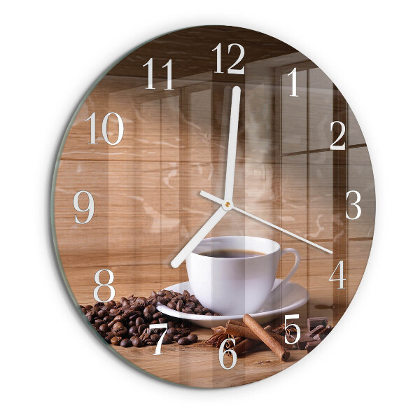 Ceas rotund de perete din sticlă Cafea