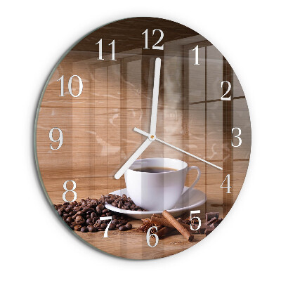 Ceas rotund de perete din sticlă Cafea