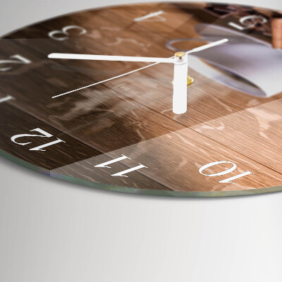 Ceas rotund de perete din sticlă Cafea