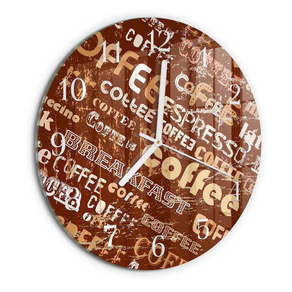 Ceas rotund de perete din sticlă Cafea