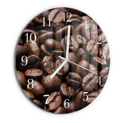 Ceas rotund de perete din sticlă Boabe de cafea
