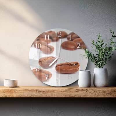 Ceas rotund de perete din sticlă Boabe de cafea