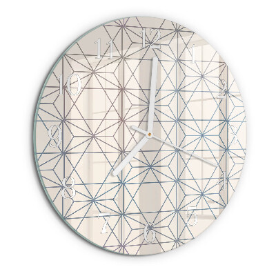 Ceas rotund de perete din sticlă Model geometric