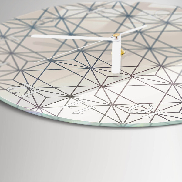 Ceas rotund de perete din sticlă Model geometric