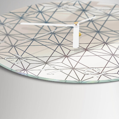 Ceas rotund de perete din sticlă Model geometric