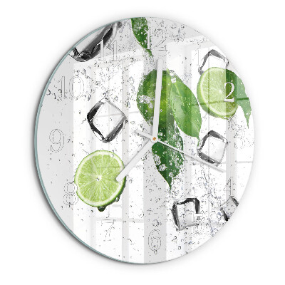 Ceas rotund de perete din sticlă Lime
