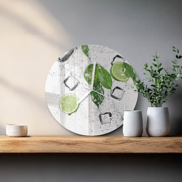 Ceas rotund de perete din sticlă Lime