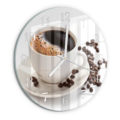 Ceas rotund de perete din sticlă Ceașcă de cafea