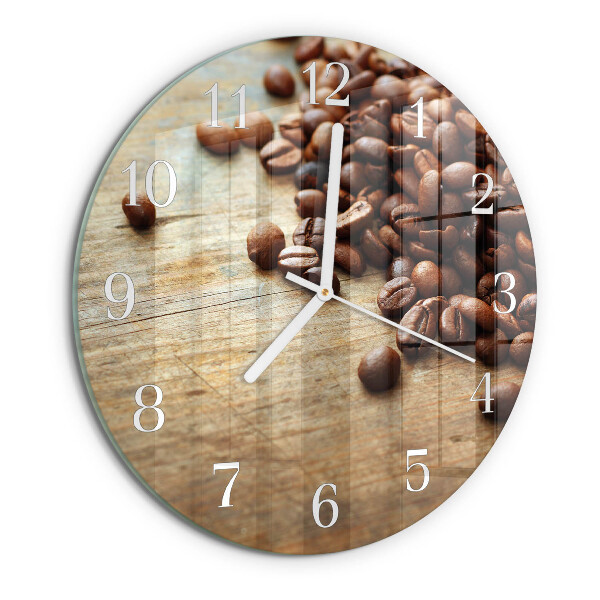 Ceas rotund de perete din sticlă Boabe de cafea