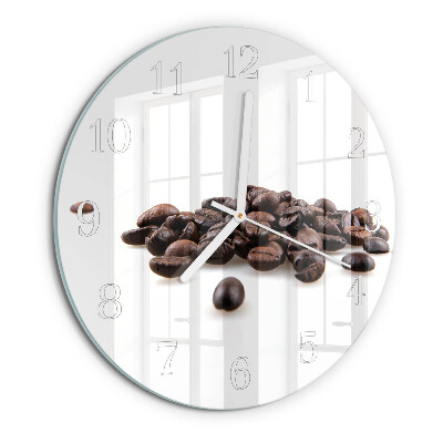 Ceas rotund de perete din sticlă Boabe de cafea