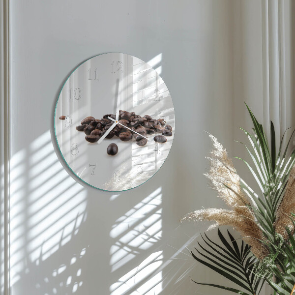 Ceas rotund de perete din sticlă Boabe de cafea