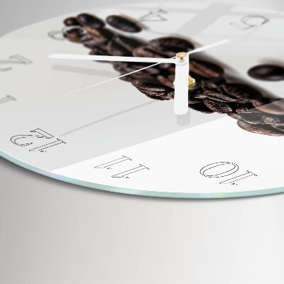 Ceas rotund de perete din sticlă Boabe de cafea