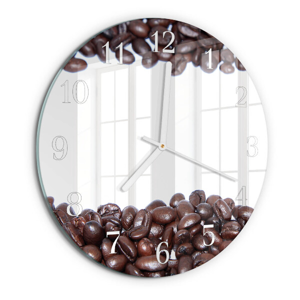 Ceas rotund de perete din sticlă Boabe de cafea