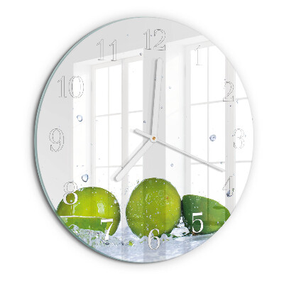 Ceas rotund de perete din sticlă Lime