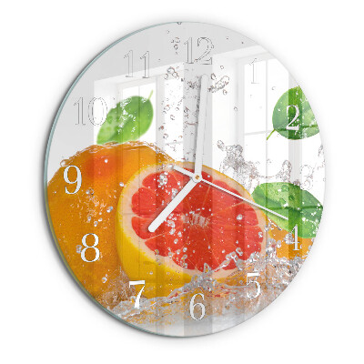 Ceas rotund de perete din sticlă Grapefruit