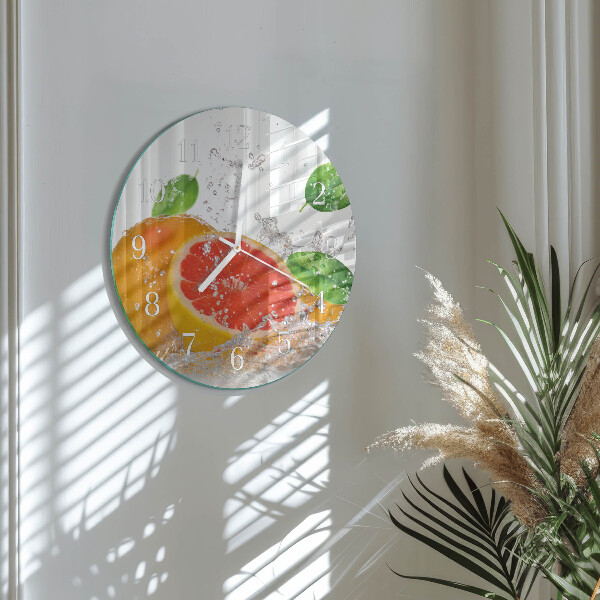 Ceas rotund de perete din sticlă Grapefruit