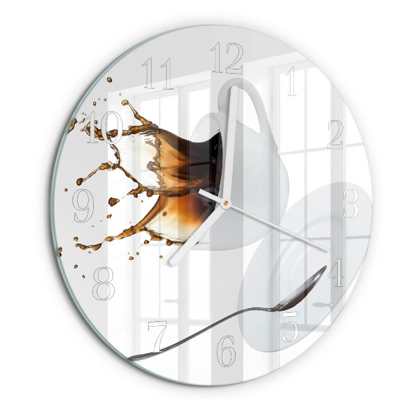 Ceas rotund de perete din sticlă Ceașcă de cafea