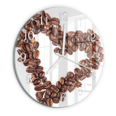 Ceas rotund de perete din sticlă Boabe de cafea