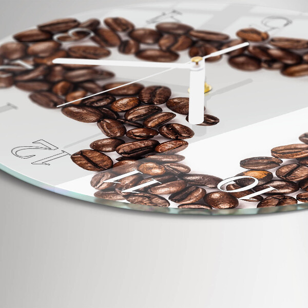Ceas rotund de perete din sticlă Boabe de cafea